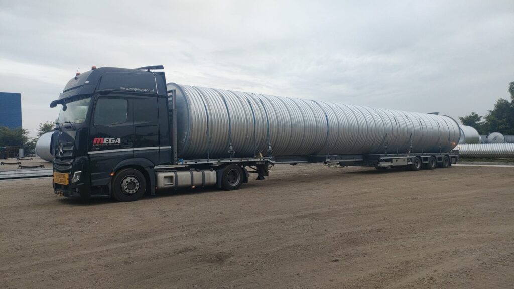 Dubbel uitschuifbare mega trailer tot 30m (Hydraulisch gestuurd)